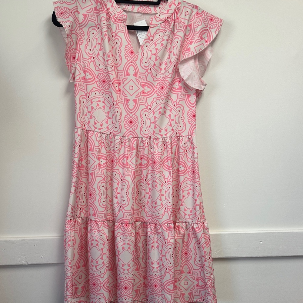 Pink and White Patterned Dress